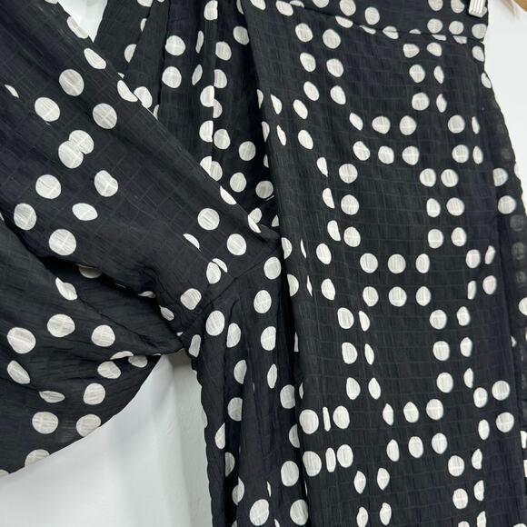 Anthropologie Eva Franco Palazzo Pants Black White Polka Dot Work Boho Size 4 - Picture 5 of 16